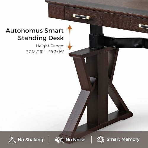 Autonomous smart standing desk with adjustable height and features.