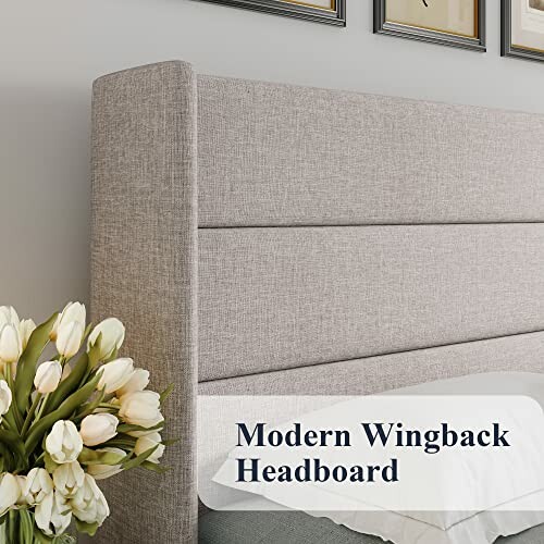 Modern wingback headboard with tulips