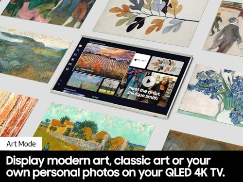 QLED TV showcasing various artworks in Art Mode