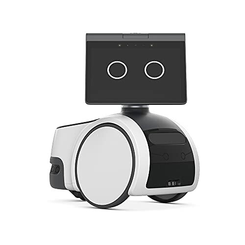 Smart home robot with screen face and wheels