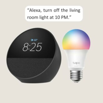 Echo Spot with TP-Link Tapo Smart Color Bulb